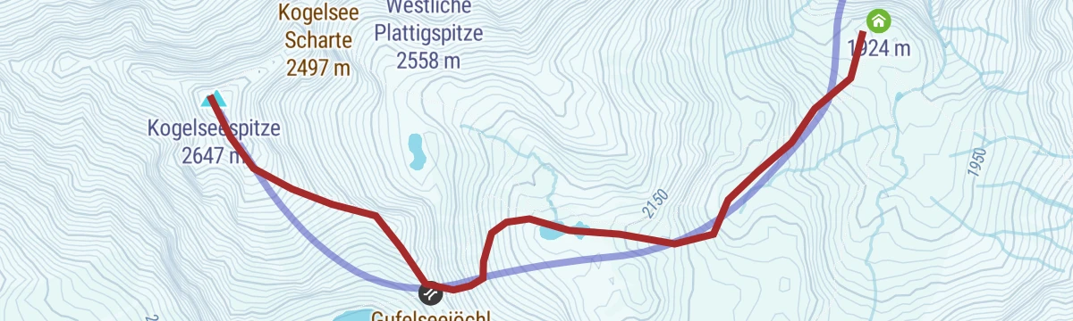 Route map: Skitour auf die Kogelseespitze